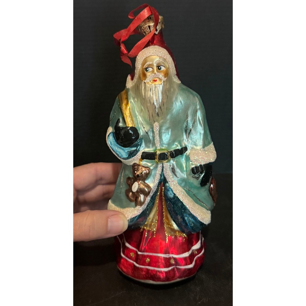 Christopher Radko Pere Noel Santa Blue Robe Glass Holiday Christmas Ornament